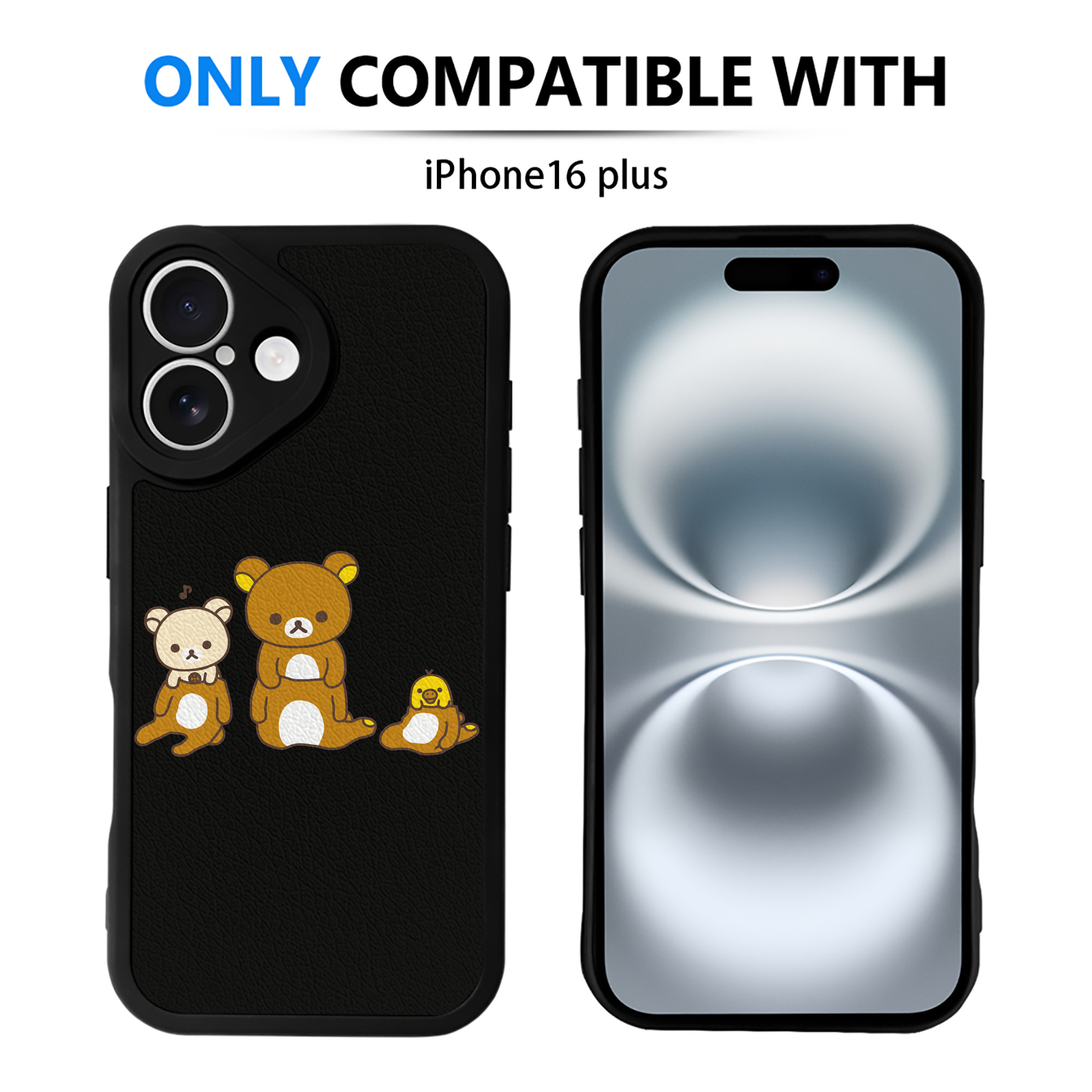 （画像用） リラックマ リラックマ キイロイトリ Rilakkuma Korilakkuma Kiiroitori 【iPhone 16シリーズ対応】シリコンスマホケース（レザー調） 材質：シリコン